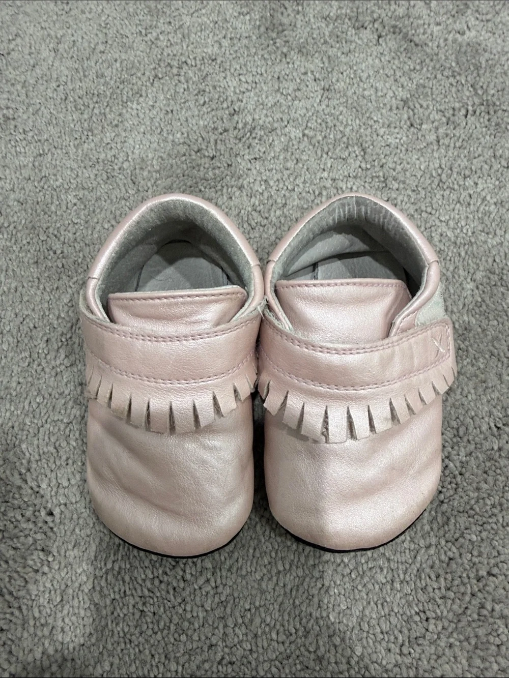 Jack & Lily Pink Fringe Leather Baby Moccasins